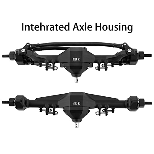 HyBDX CNC Aluminum Alloy Anodized Front and Rear Portal Axle Upgrade for 1/10 RC Rock Crawlers, Compatible with SCX10 II… (Black)