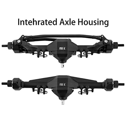 HyBDX CNC Aluminum Alloy Anodized Front and Rear Portal Axle Upgrade for 1/10 RC Rock Crawlers, Compatible with SCX10 II… (Black)