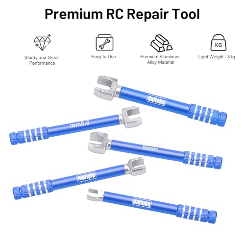 daitoku RC Wrench 3.0/4.0/5.0/5.5/6.0mm Turnbuckle Nut Ball Joint Remover 5PCS for RC Crawler Car Boat Drone Upgrade Parts (Blue) - color: Blue