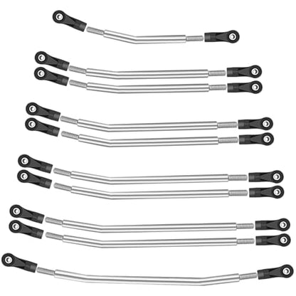 313mm/324mm Metal Link Set Linkage Steering Rod with Nylon End Kit for 1/10 RC Crawler Car Compliable with Axial SCX10 SCX10II 90046 (324mm)