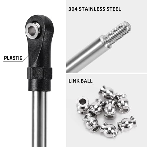 INJORA Stainless Steel Builders Links with Rod Ends for TRX4 SCX10 1/10 RC Crawler Car Upgrade(135mm) - size: 135mm