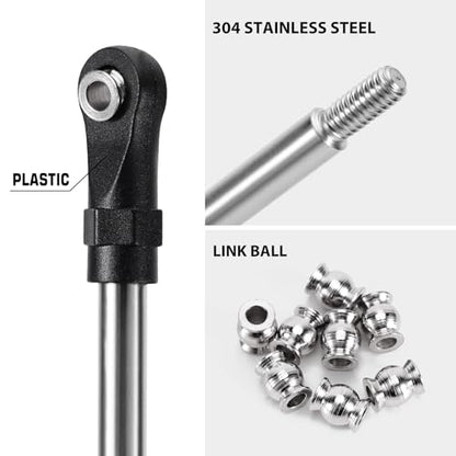 INJORA Stainless Steel Builders Links with Rod Ends for TRX4 SCX10 1/10 RC Crawler Car Upgrade(135mm) - size: 135mm