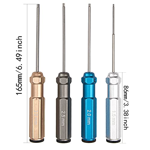 4Pack Vgoohobby Hexagonal Screwdrivers 1.5mm 2.0mm 2.5mm 3.0mm Hex Screw Driver Tools Kit for RC Helicopter Drone Helicopter Car Models,Coloured Handles