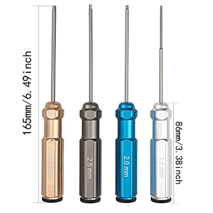 4Pack Vgoohobby Hexagonal Screwdrivers 1.5mm 2.0mm 2.5mm 3.0mm Hex Screw Driver Tools Kit for RC Helicopter Drone Helicopter Car Models,Coloured Handles
