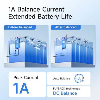 DALY Smart BMS 24V-60V 40A Built-in 1A Active Balancer | Bluetooth App Monitoring. 8S-17S LiFePO4 Li-ion LTO Support. Designed for E-Bikes, Golf Carts, RVs, Solar Systems - style: 40A 8-17S BT
