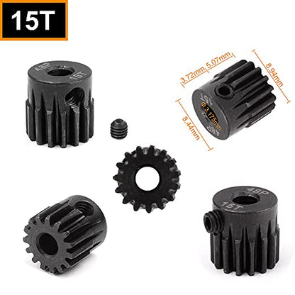 Hobbypark Metal Steel 48P Pinion Gear Set 3.175mm Shaft Hole 13T 14T 15T 16T 48 Pitch Motor Gears Kit for RC Car (4-Pack)