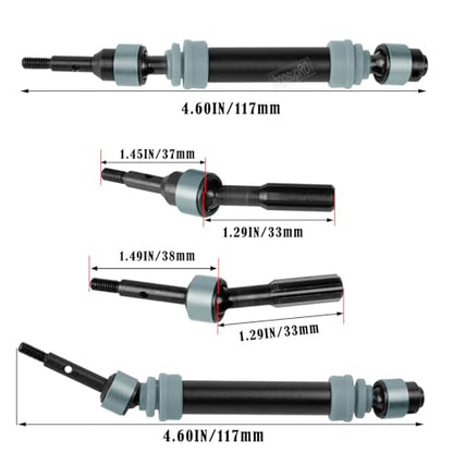 #45 Steel RC Drive Shaft Axles Upgrades Part for 1/10 Slash&rustler&Stampede 4WD 4X4(VXL),Harden Front Rear CVD Driveshafts Hops up,Black witrh Titanium(4PCS) - color: Black Witrh Titanium(4pcs)