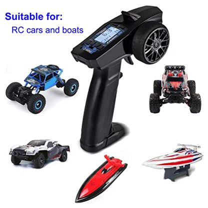 Turbo Racing P32 91803G-C 2.4G 4CH RC Remote and Receiver Controller LCD Display with Waterproof Radio Transmitter for RC Car Boat (91803-C)