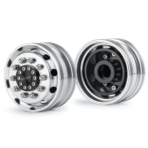 RC Repairs Spare Parts For Tamiya 1/14 2Pcs Alu Alloy Front Wheel Rim Bearing Unpowered Hub RC Truck Tractor Drag Head Car Upgrade Parts