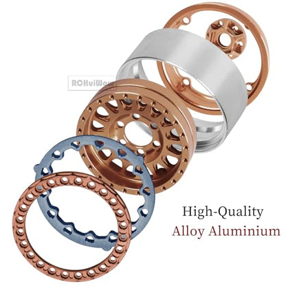 RC 1.9" Beadlock Wheels and Tires for 1/10 RC Crawler SCX10 90046 AX103007 TRX4 TRX6 VS4-10 Red cat Gen8 7 MST CFX RC 4WD D90,Dually 1.9 Beadlock Wheels Aluminum Rims Rubber Tires,Bronze - color: Bronze(4pcs)