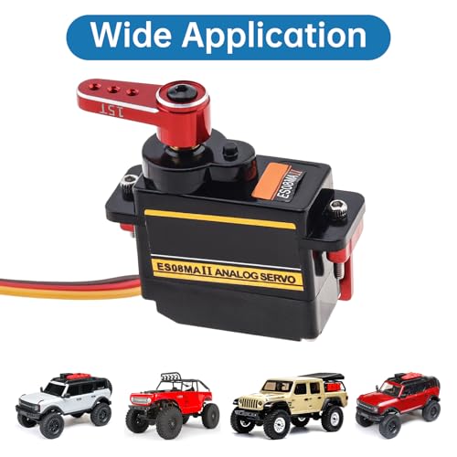 ES08MA ll 12g Metal Gear RC Servo Fit for Axial 1/24 SCX24 RC Crawler Cars with Servo Mount Bracket Arm Set and Steering Link Set