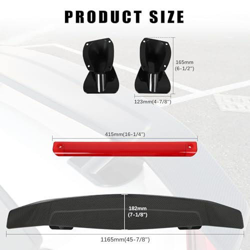JMTBNO 46Inch Universal Rear Spoiler, Carbon Fiber ABS Sport Style Racing Spoiler Truck Wing Lightweight,Rear Trunk Spoiler Wing Lid Tail Deck Spoiler Fit for Sedan Coupe Hatchback - color: Carbon Fiber