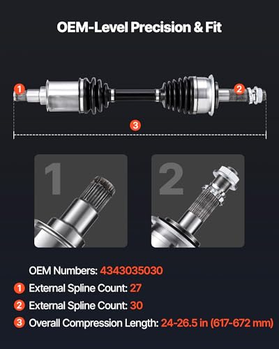 VEVOR CV Axle Shaft Assembly, 2 Pieces Front Left & Right (Driver and Passenger Side), Automotive Replacement CV Joint Axles Pair Compatible with 1996-2002 Toyota 4Runner, Alloy Steel & Carbon Steel - size: 1996-2002 Toyota 4Runner, style: Front Driver an