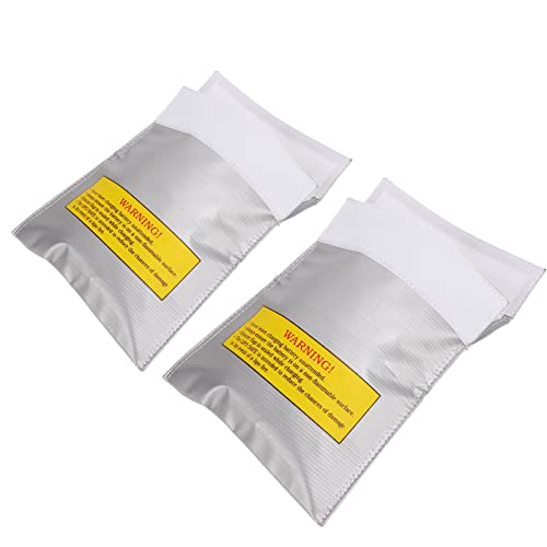 Lithium Battery Safety Bag, Durable Fire Charging Storage Pouch for RC Drone PVC Fiber 180 x 230 x 5 mm 2 Pack