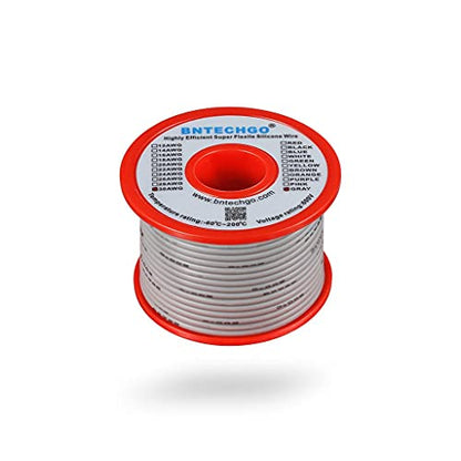 BNTECHGO 30 Gauge Silicone Wire Gray 100ft Stranded Tinned Copper Wire | Flexible 30 AWG Stranded Wire Silicone Rubber Insulation For RC Models, Drone, Robot, LED Lighting Systems, 3D Printer, DIY - size: 30 gauge silicone wire 100ft, style: Gray