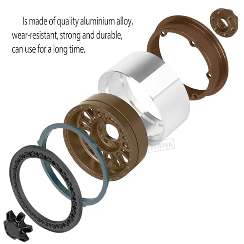 RC 2.2" Beadlock Wheel and Tires Set for 1/8 1/10 TRX4 TRX6 SCX10 II III D90 90046 Gen8 MST VS4-10 CFX Crawler Car,(4PCS) RC Wheels Rims&2.2 Beadlock Wheel Tires,Brown - color: Brown (2.2 Tires Wheels)