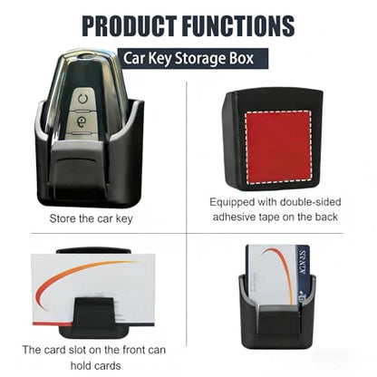 Car Key Fob Holder Box, Adhesive Multifunctional Dashboard Organizer Mount, Easy Access Key Remote & Garage Card Storage Box, Universal for Most Cars (Black)