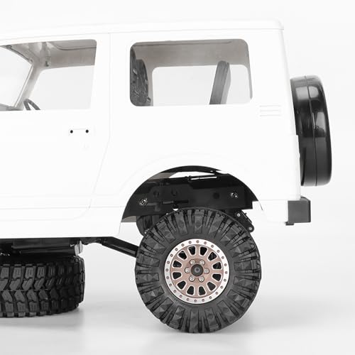 4PCS 1.3" Aluminum Alloy Beadlock Wheel Rims All-Terrain Tyre 70mm Rubber Tires Set with 5mm & 7mm Hex for 1/12 1/14 1/18 1/24 RC Rock Crawler Car Upgrade Parts (D-Brown) - color: D-brown