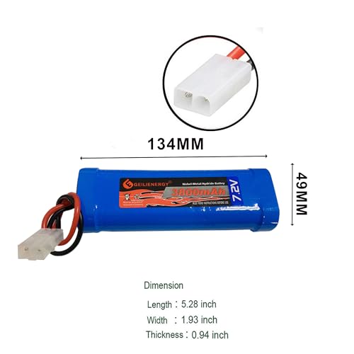 7.2V 3800mAh RC Battery with Tamiya Connector (2 Pack 7.2V 3800mAh RC Battery) - color: 2 PACK 7.2V 3800mAh RC BATTERY