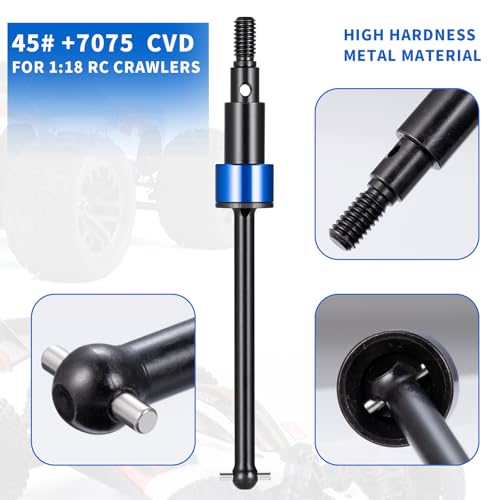 Steel Front Rear CVD Axles Drive Shafts for Arrma 1/18 Granite Grom | Mega 380 Brushed 4x4 Monster Truck RTR Red Aluminum Wheel Hex - color: Red