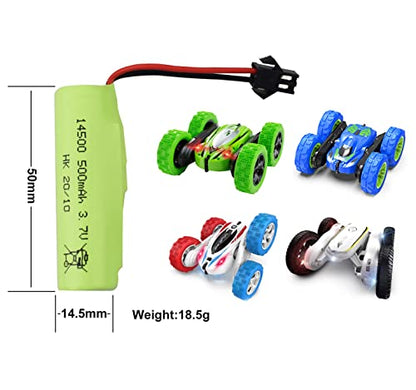 Accessories 6PCS 3.7V 500mAh Li Battery with 6 in 1 Charger for DE35 DE38 DE40 DE50 Double-Sided Tumbling Stunt RC Car Child Toy Car Spare Battery