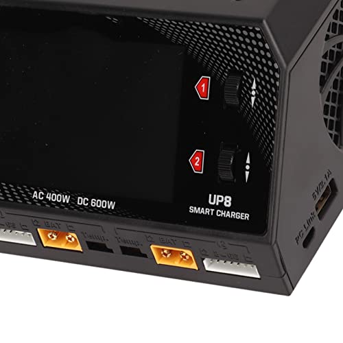 UP8 AC 400W DC 650W Dual Channel Lithium Battery Balance Charger Discharger Drone Lipo Battery Balance Charger Discharger US Plug 100‑240V