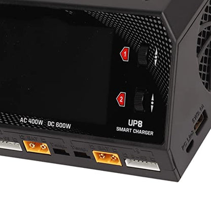 UP8 AC 400W DC 650W Dual Channel Lithium Battery Balance Charger Discharger Drone Lipo Battery Balance Charger Discharger US Plug 100‑240V