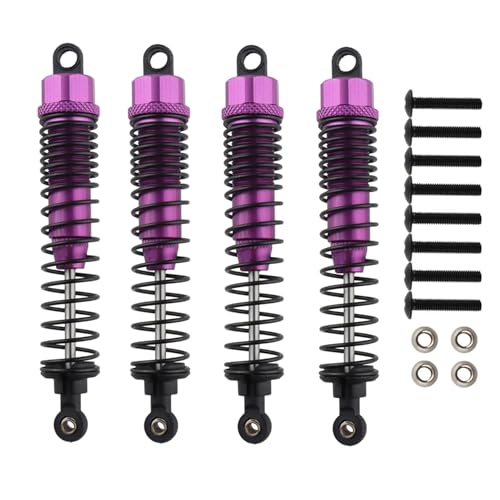 4Pack 1/10 RC Truck Car Adjustable Shock Absorber Damper 108004 Upgrade Parts 108mm Oil 108mm Oil Adjustable Alloy Aluminum Shock For 1:10 HSP 94188 94108 94111 Redcat Volcano (Purple) - color: Purple