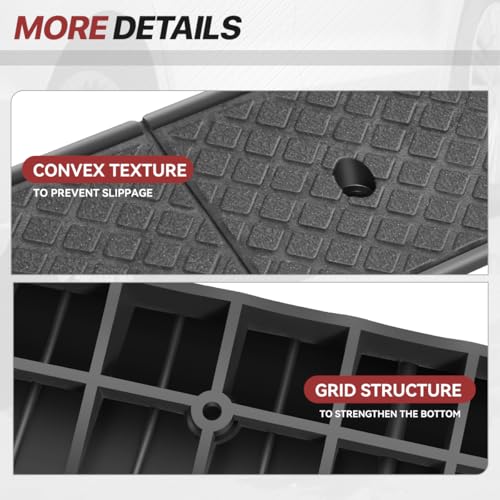 Rubber Curb Ramp, 3" Rise Height, Driveway & Threshold Bridge Ramp for Forklift, Car, SUV, Wheelchair, Bike - size: 3" Rise
