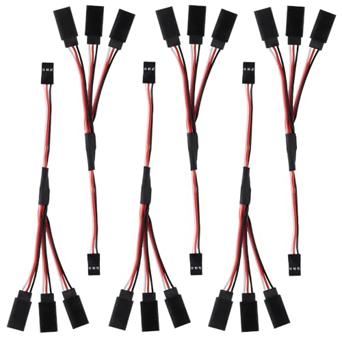 6Pcs 3 Pin JST Plug Splitters Servo Cord Wire, 15cm Male to 3 Female Y Harness Connector Servo Extension Cable Fit for Futaba JR RC Car or Airplanes (Male to 3 Female) - size: Male to 3 Female