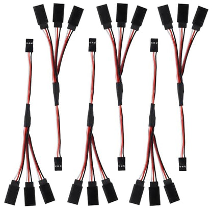 6Pcs 3 Pin JST Plug Splitters Servo Cord Wire, 15cm Male to 3 Female Y Harness Connector Servo Extension Cable Fit for Futaba JR RC Car or Airplanes (Male to 3 Female) - size: Male to 3 Female