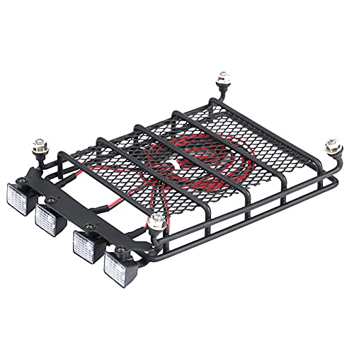 RC Roof Rack Luggage with LED Lights Quadrate for SCX10 1/10 Scale RC Crawler Car 4 White