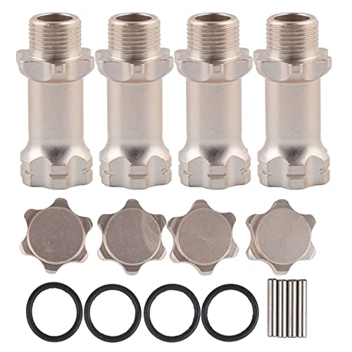 17mm Hex Hub, 4Pcs Aluminium Wheel Hubs Extension Conversion Adapter for 1:8 Ratio RC Model Car(Silver) - color: Silver