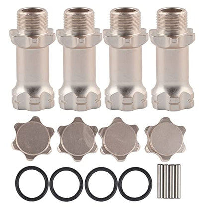 17mm Hex Hub, 4Pcs Aluminium Wheel Hubs Extension Conversion Adapter for 1:8 Ratio RC Model Car(Silver) - color: Silver
