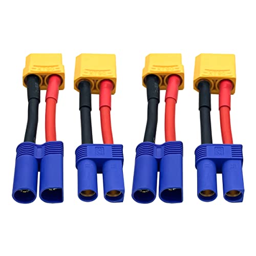 2Pairs XT90 Plug to EC5 Style Male Female Connector EC5 to XT90 Adapter for RC FPV Battery Charging ESC