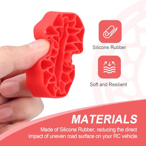HobbyPark 1.0 Tires Silicone Inserts Foam fit 56-58mm*24mm for 1/18 1/24 Scale RC Crawler Truck, Super Soft, 4pcs (Red) - color: Red (Small)
