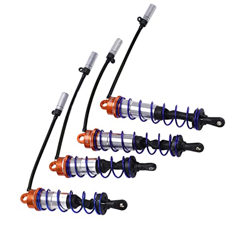 RC Damper, Aluminum Alloy Oil Adjustable Front Rear Shocks with High Elasticity Spring 4PCS for 1/8 Scale RC Crawler Truck Truggy Off-Road Racing and Hobbyist Use - color: Orange