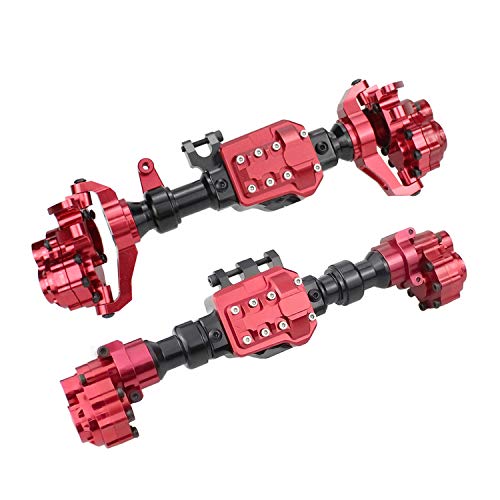 Aluminum Alloy Front and Rear Axle Housing Set for 1/10 Traxxas TRX4 RC Crawler Car, Replace Original Plastic Axles Housing (Red) - color: Red