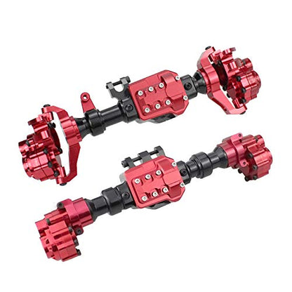Aluminum Alloy Front and Rear Axle Housing Set for 1/10 Traxxas TRX4 RC Crawler Car, Replace Original Plastic Axles Housing (Red) - color: Red