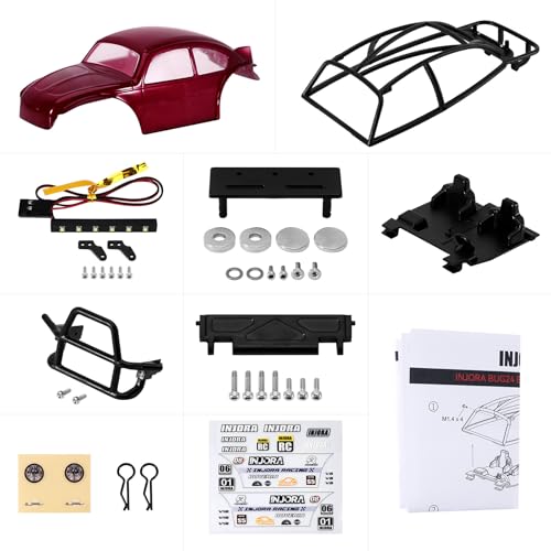 INJORA BUG24 Body for 1/24 Axial SCX24 C10 JLU Bronco Base Camp (Burgundy) - color: Burgundy