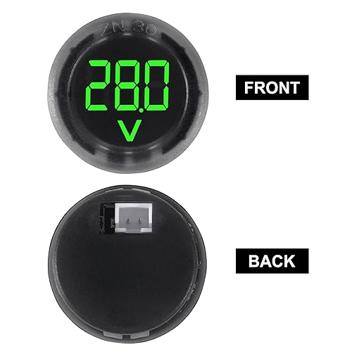 3pcs DC 4-100V LED Digital Display Circular Two-Wire Voltmeter DC Digital Voltmeter Head Display Reverse Connection Protection(Green) - color: Green