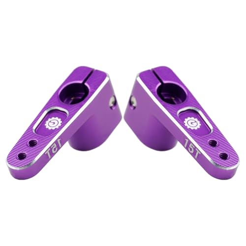 2PCS 15T SCX24 Servo Horn for EMAX ES08MA Suitable for Axial SCX24 AX24 90081 Etc 1/24 RC Crawler Car Upgrades (Purple) - color: Purple
