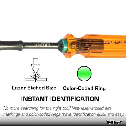 MIP 9803 5.5mm Metric Hex Nut Driver RC Tool – Precision Grip Hex Screwdriver with Deep Socket for RC Car Repair, Made 100% in USA - size: 5.5mm