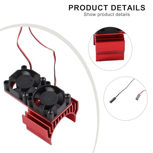Aluminum RC Motor Heat Sink with Dual 30mm Cooling Fans 1: 10 Cars Compatible Having 540 550 Brushed 3650 3660 Brushless Motors Red(Silver) - color: Silver
