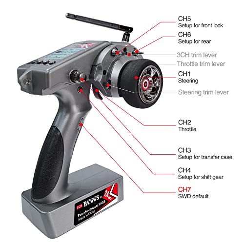 Radiolink RC6GS V3 7 Channels RC Transmitter and R7FG&R4FGM Gyro Receiver, 2.4GHz 600m RC Remote, Voltage Telemetry RC Controller and Receiver kit for Remote Control Car, Boats