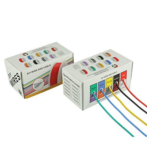 BOJACK 16 AWG Flexible Silicone Wire Electric Wire Hook up Wire Kit 300V Cables with Plus 20 φ4mm Heat Shrink Tubings and a Mini Wire Stripper(5 Colors 13.12Ft Each Color, 16AWG) - size: 16 AWG Silikondraht