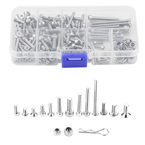 RC Screw Kit, Durable Stainless Steel Rust-Resistant, Screw Set with Box for Off-Road RC Trucks, Hobbyists, Maintenance and Repair