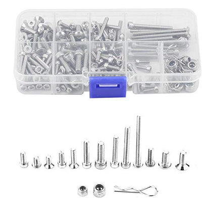 RC Screw Kit, Durable Stainless Steel Rust-Resistant, Screw Set with Box for Off-Road RC Trucks, Hobbyists, Maintenance and Repair