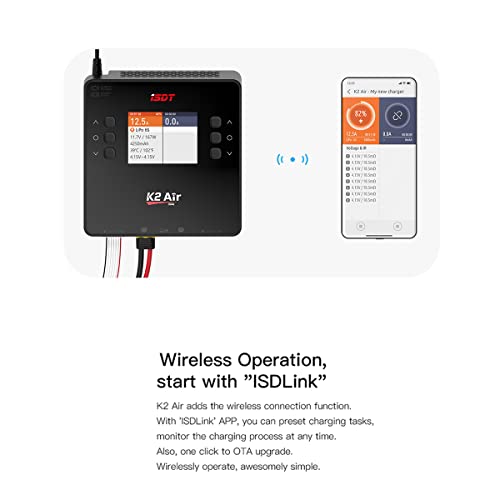 ISDT K2 AIR Lipo Battery Balance Charger Discharger 1-6S AC 200W DC 500Wx2 20A Smart Charger for Life, Lilon, LiPo, LiHv/Pb/NiMH Battery Balance Charger