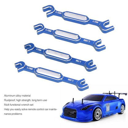 4PCS RC Turnbuckle Wrench, 3.0 3.2 3.5 3.7 4.0 5.0 5.5 6.0mm RC Wrench, Aluminum Alloy Turnbuckle Nut Ball Joint Remover, RC Universal Repair Tool (Blue) - color: Blue